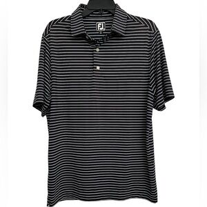 FOOTJOY FJ Polo Men's Size Medium Black White Striped Short Sleeve Golf Casual